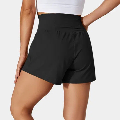 European And American Fitness Simple Casual Pants High Waist Pocket Anti-exposure Bottoming Yoga Shorts
