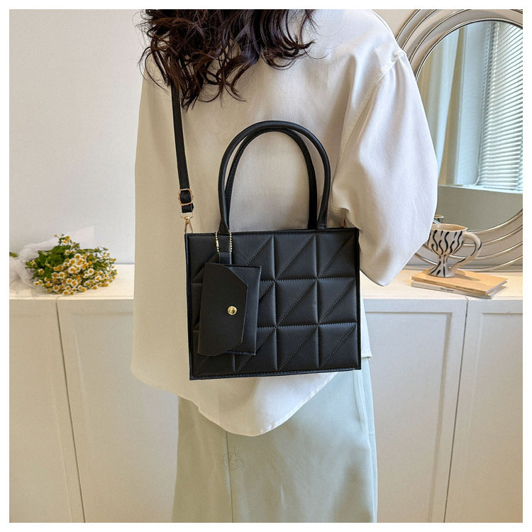 Fashion Plaid Shoulder With Small Wallet Simple Elegant Portable Square Tots Women's Handbag