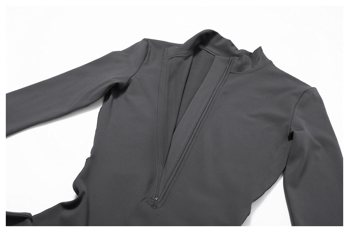 Winter Fleece-lined Yoga Jumpsuit Long Sleeve Warm