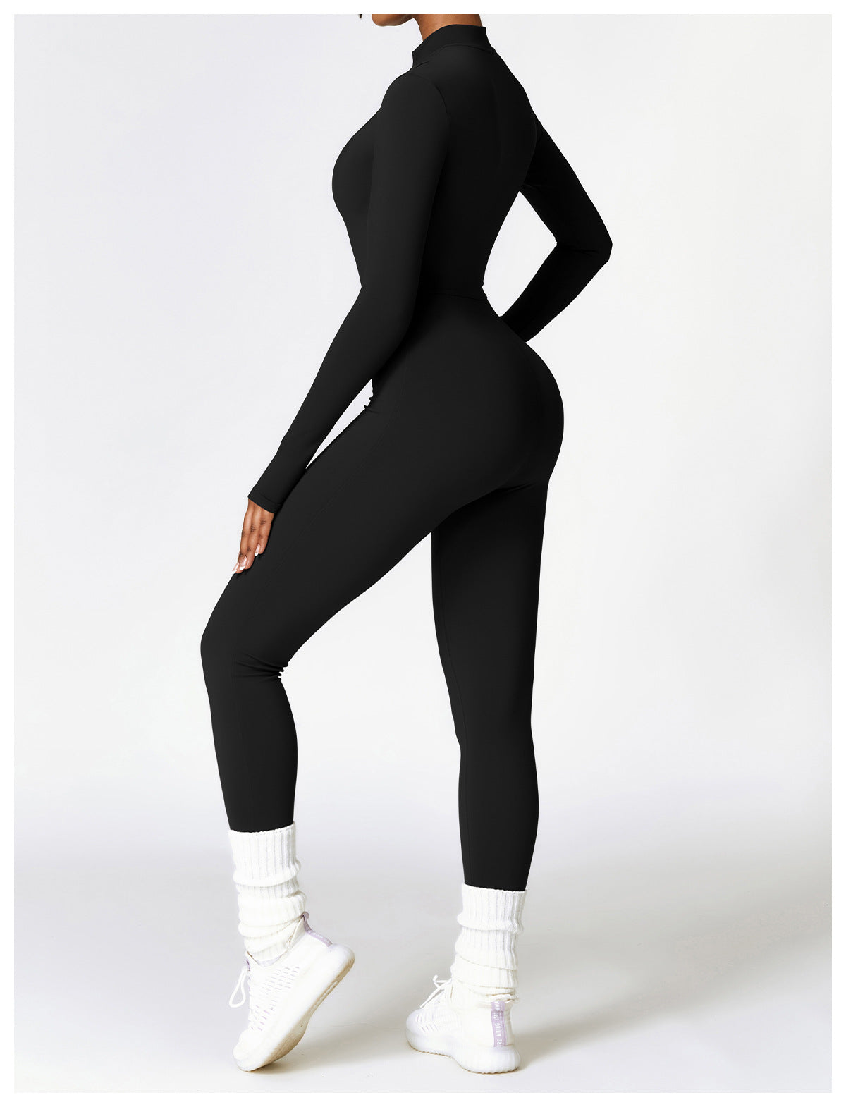 Winter Fleece-lined Yoga Jumpsuit Long Sleeve Warm