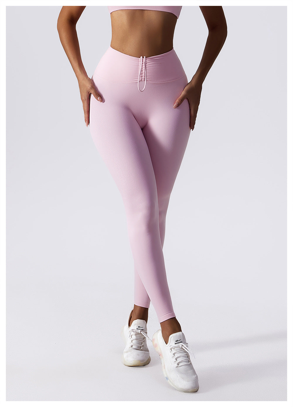 European And American Drawstring Belly Contracting Nude Feel High Waist Yoga Pants