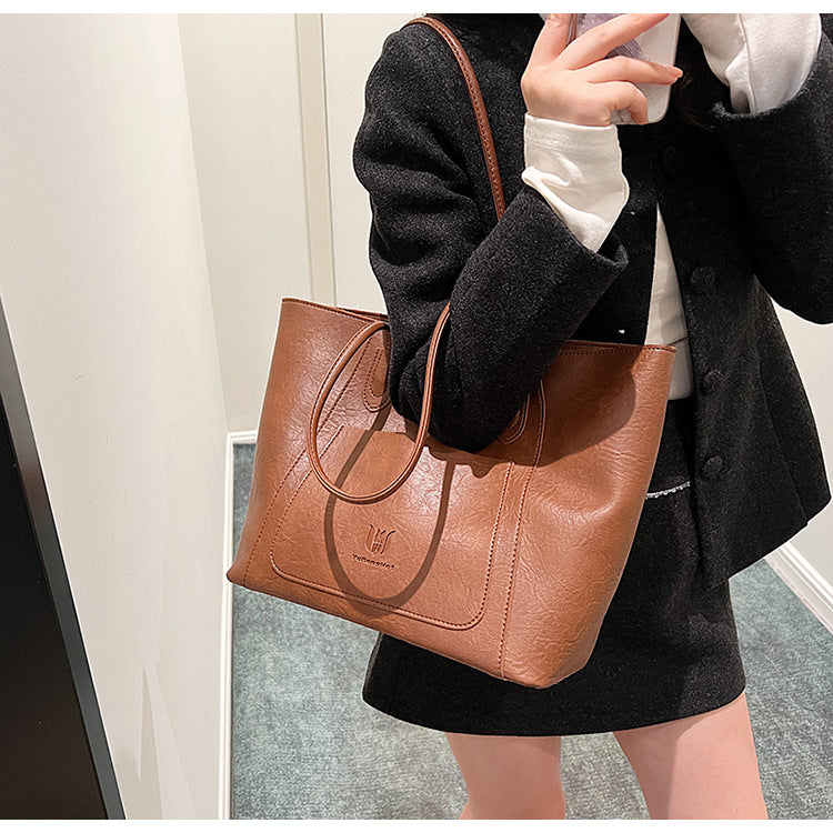 Casual Retro Shoulder Bag Texture Class Commuter Tote