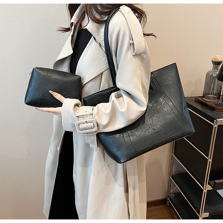 Casual Retro Shoulder Bag Texture Class Commuter Tote