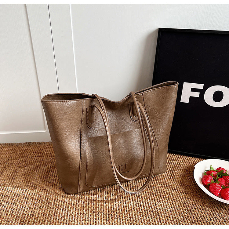 Casual Retro Shoulder Bag Texture Class Commuter Tote