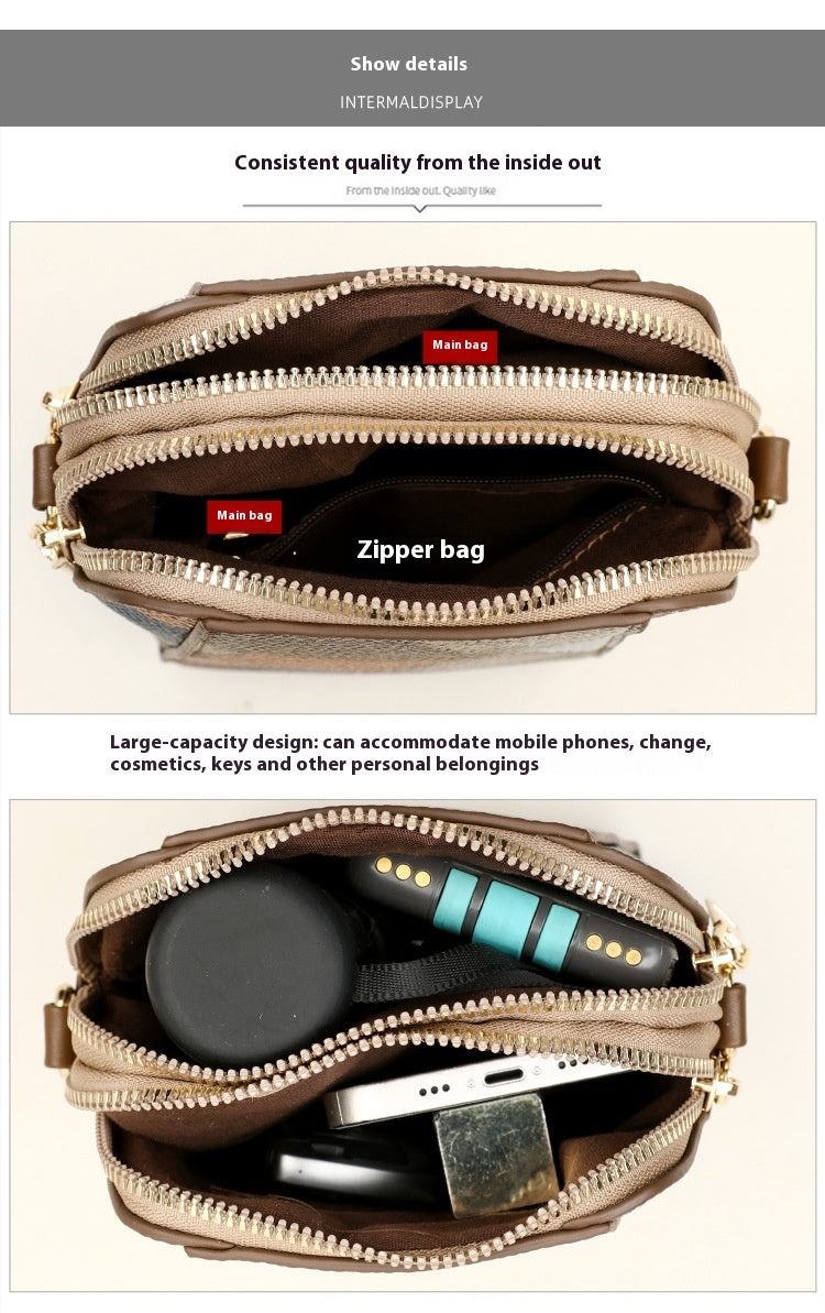 Fashion Soft Leather Stitching Shoulder Bag