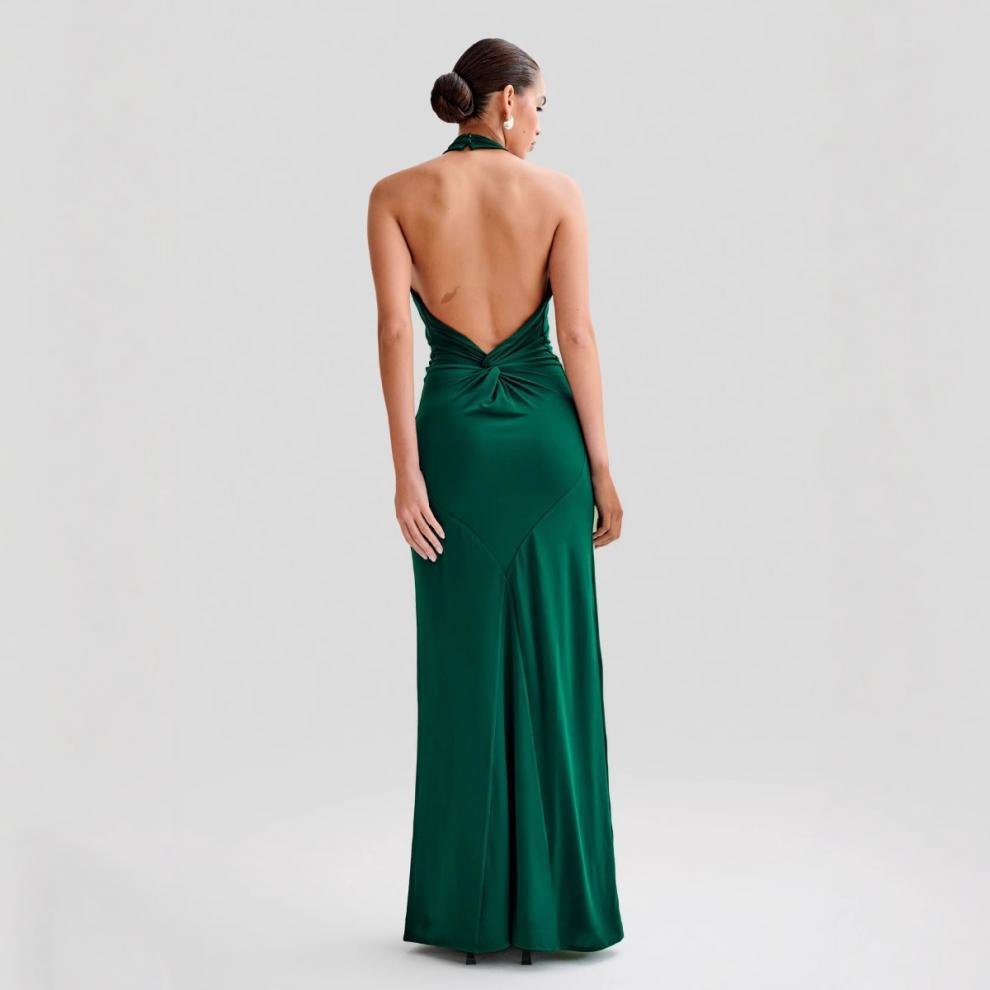 Ins Bodycon Halter Dress Sexy Backless Slim Fit Waist Slimming Maxi Dresses Prom Party Club Clothing For Women