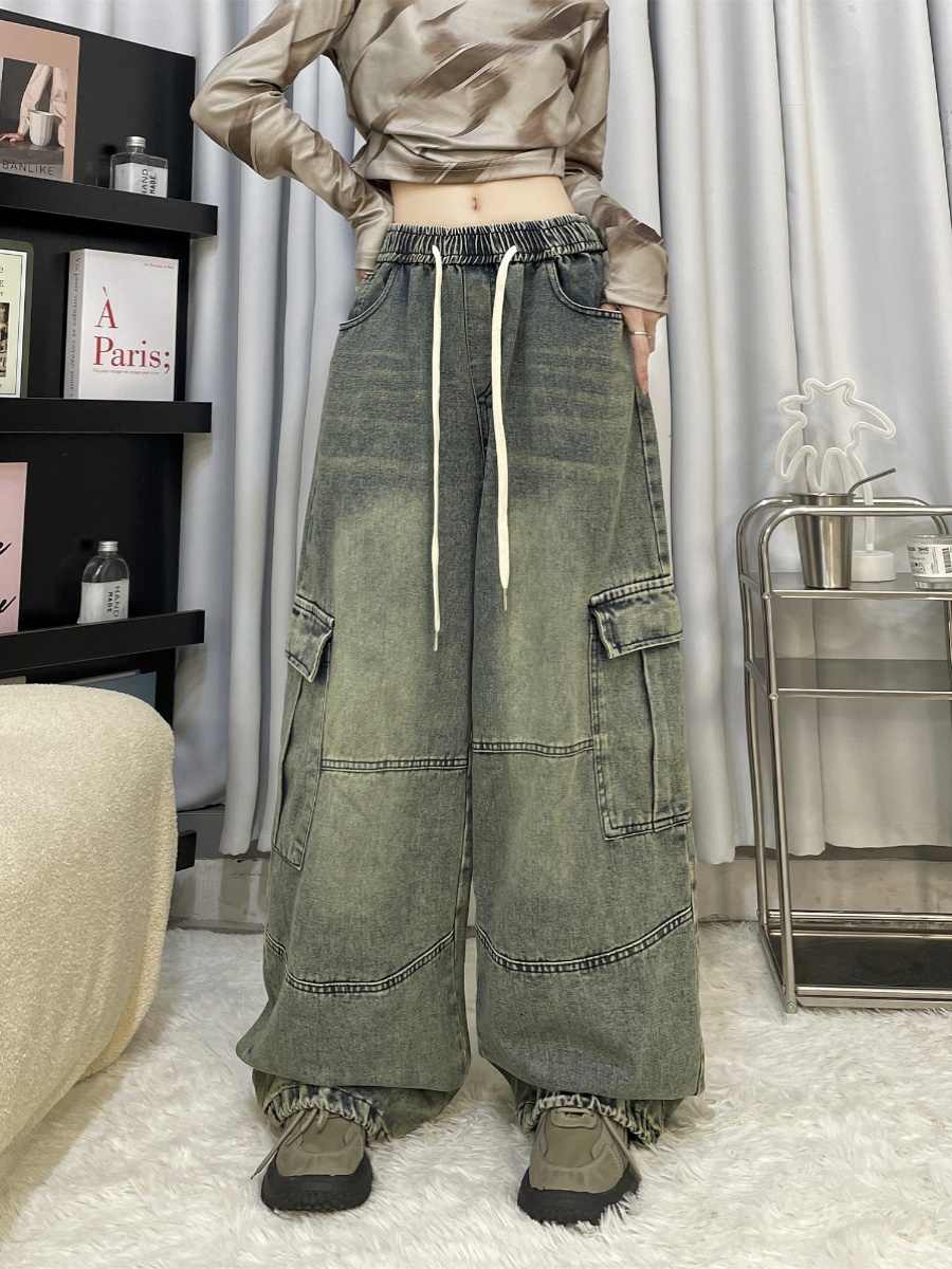 Cool Drag Girl American Retro Wide-leg Jeans