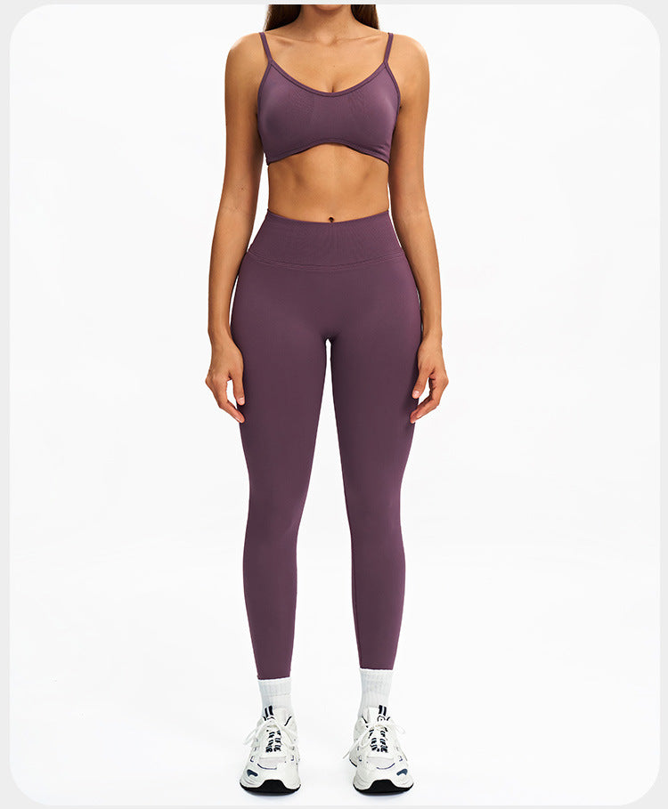 Women's Vest And Pants Color-blocking Yoga Set
