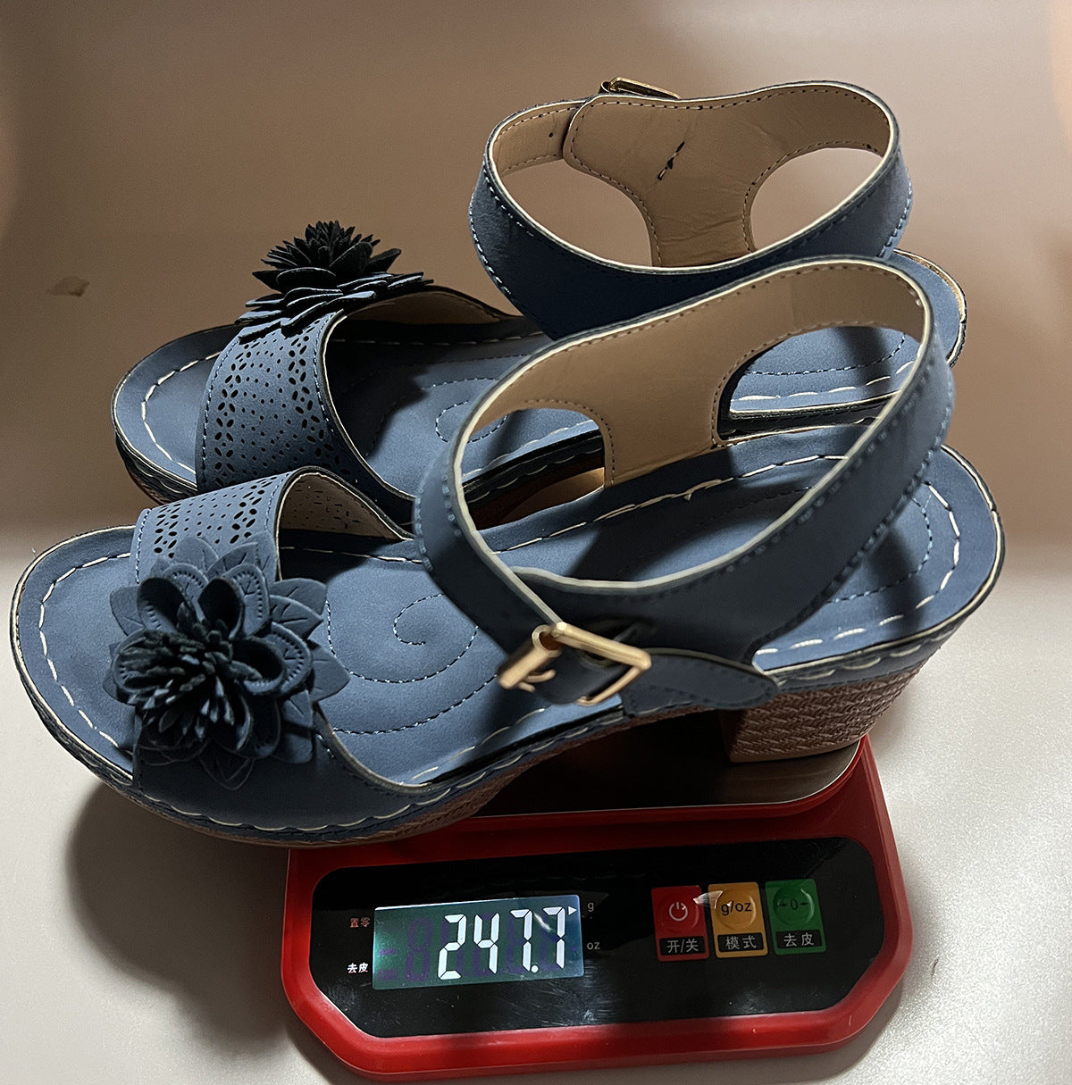 Women's Flowers Chunky Heel Sandals Summer Plus Size Platform Shoes
