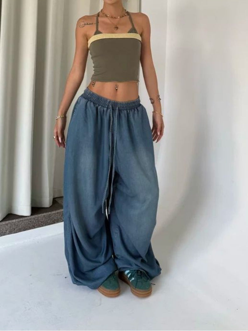 Retro High Street Wide Leg Loose Jeans