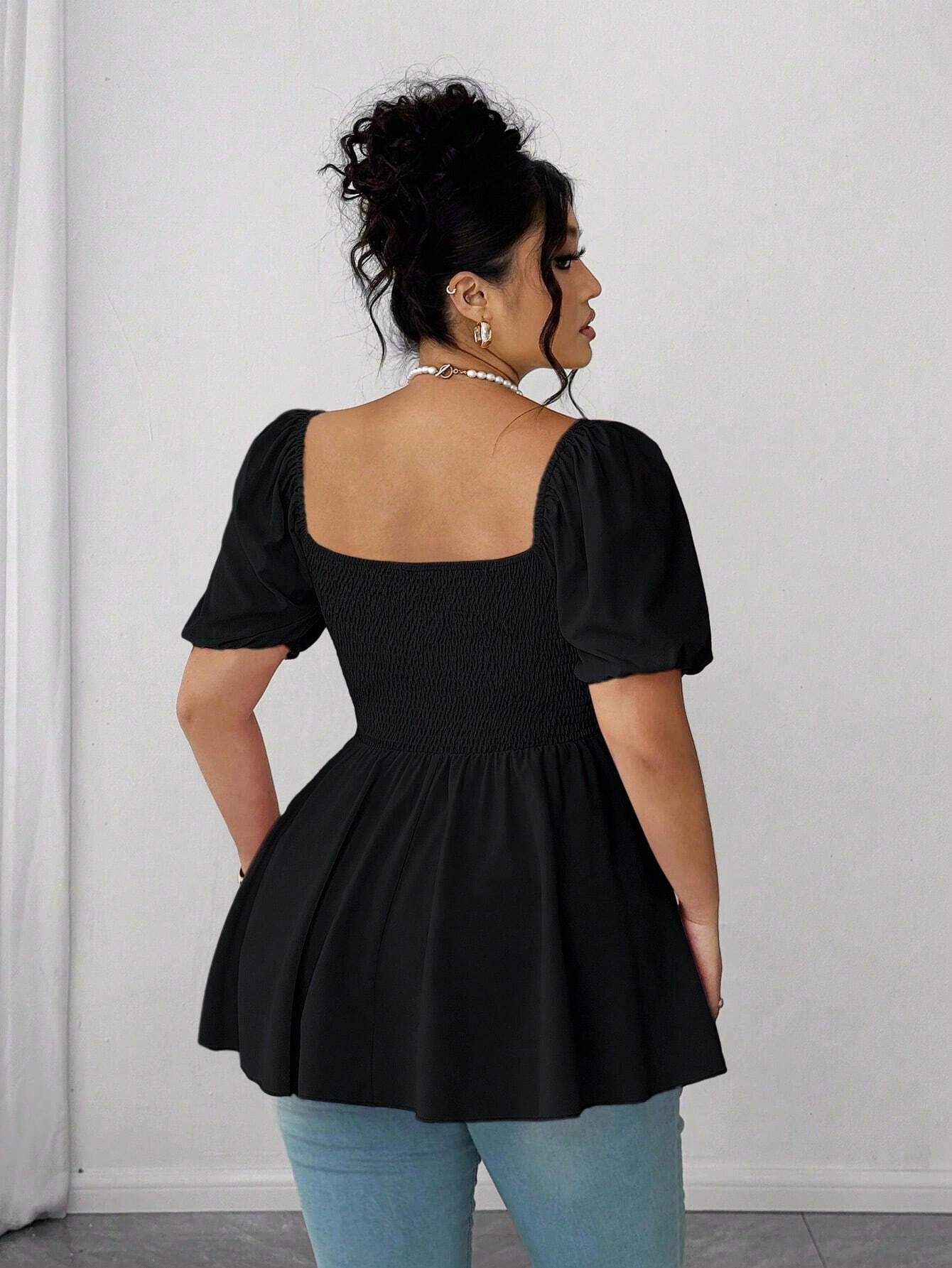 New Stylish Pleated Womens Blouse In Plus Sizes