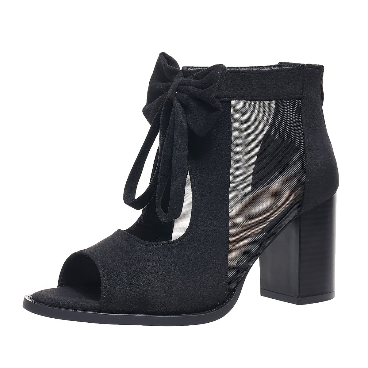 Platform Chunky High Heels Women's Sandals Bow Decoration Open Toe Block Ankle Strap Sandals For Dress Bridal Party Shoes