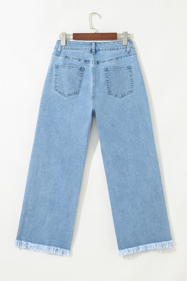 European And American Leisure Versatile High Waist Zipper Jeans
