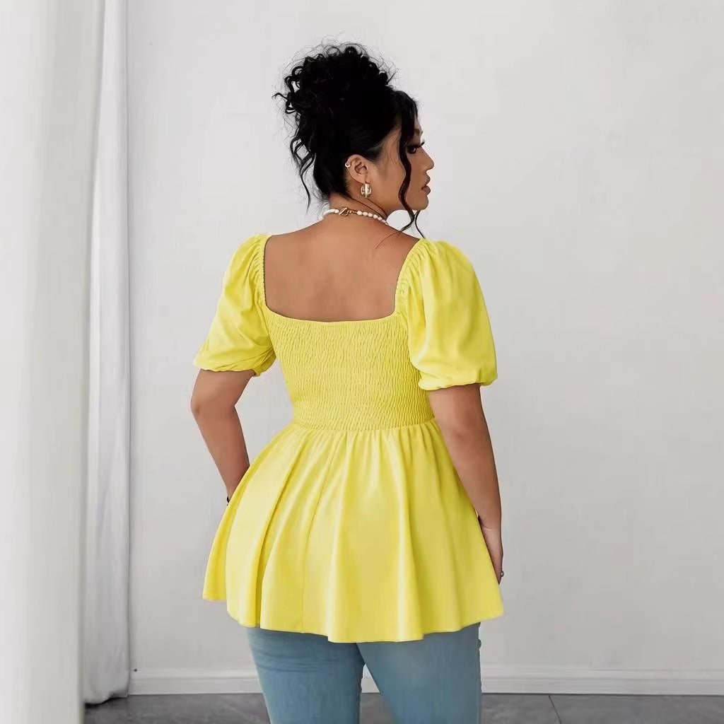 New Stylish Pleated Womens Blouse In Plus Sizes