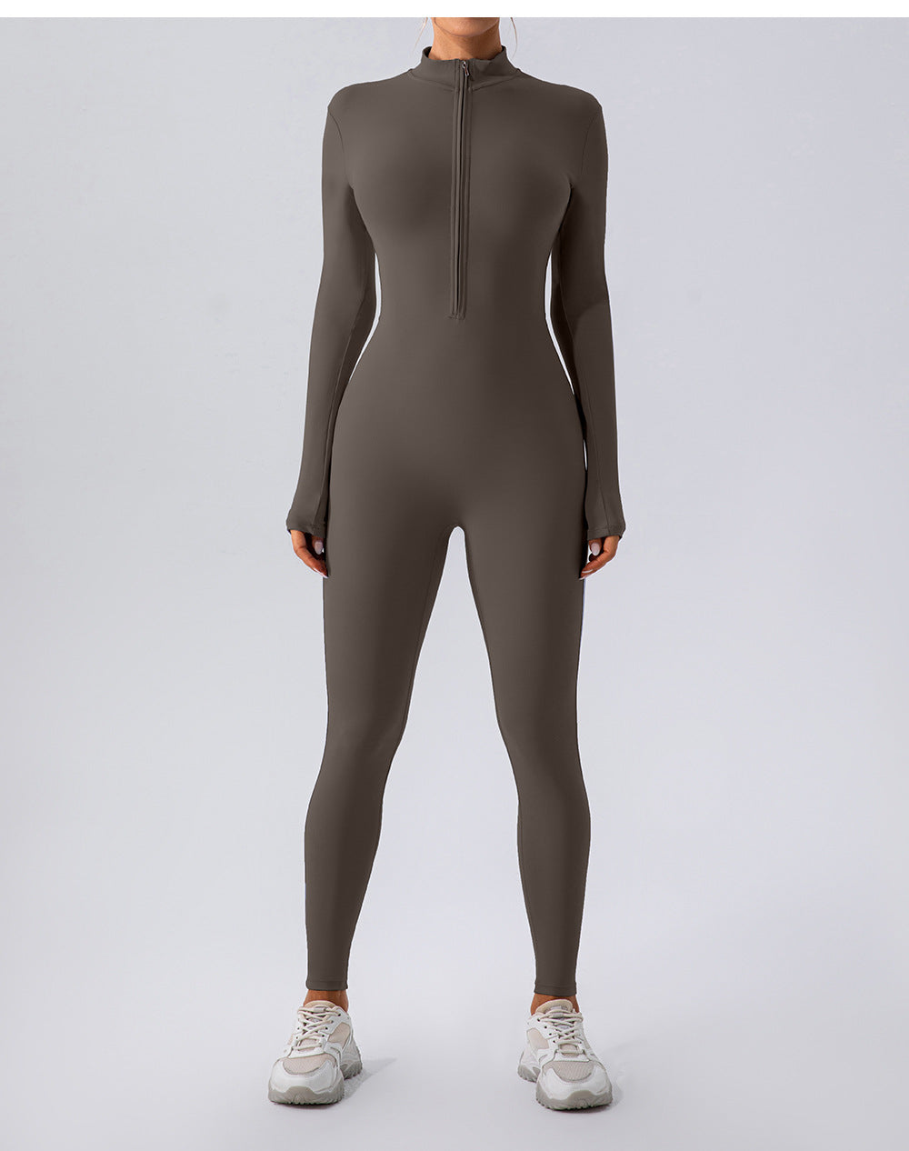 Fleece-lined Yoga Jumpsuit Long Sleeve Keep Warm Outerwear Tights