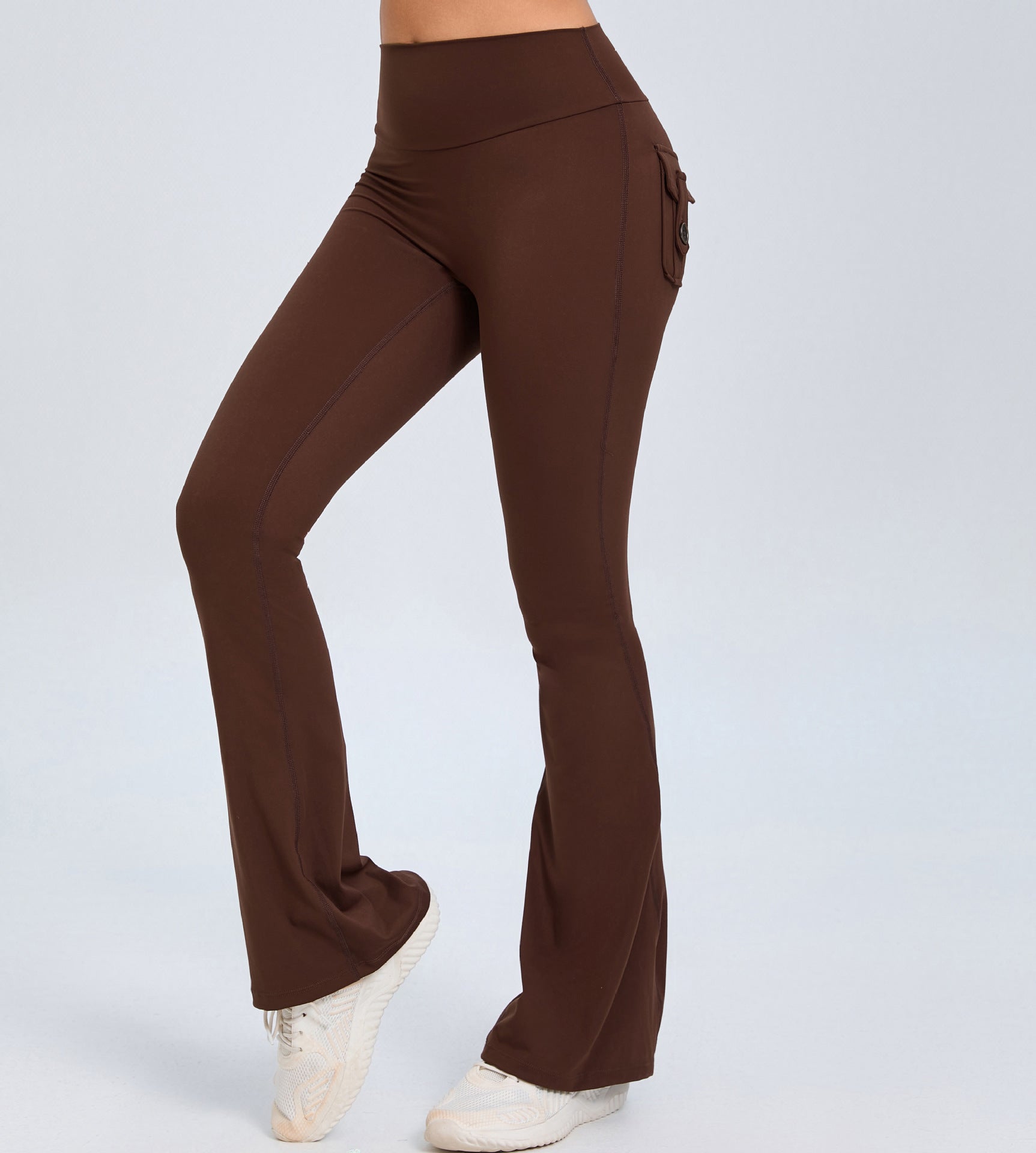 Yoga Fitness Flared Pants With Pockets Ins Fashion Slim High Waist Sports Trousers Scrunch Butt Booty Workout Lifting Leggings