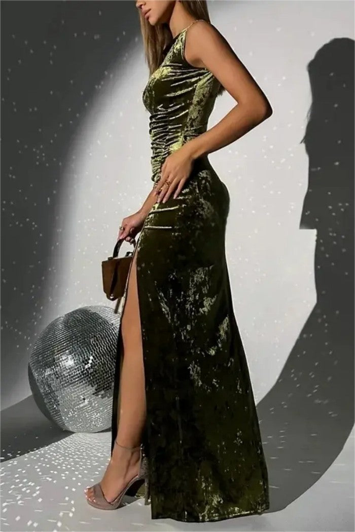 Womens Velvet Evening Gown Long Dress