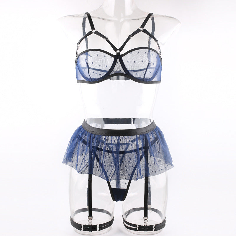 Summer New Arrival Polka-Dot Sheer Bra Sexy Womens Lingerie Set