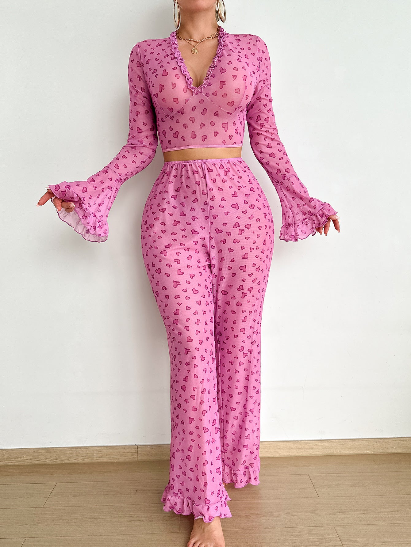 Love Perspective Long Sleeve Sexy Lingerie Set