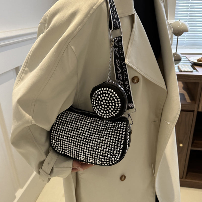 Rhinestone Shoulder Bag With Small Purse Fashion Party Underarm Crossbody Bag For Women Luxury Designer Bags