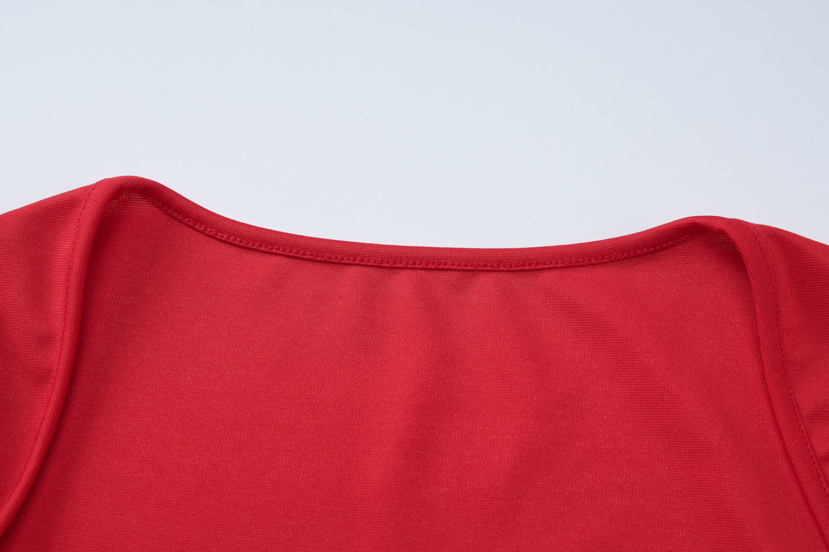 Commute Low-neck Long-sleeved Dress Y2K Fashion Slim A-line Short Dressed Party Evening Clothing For Women