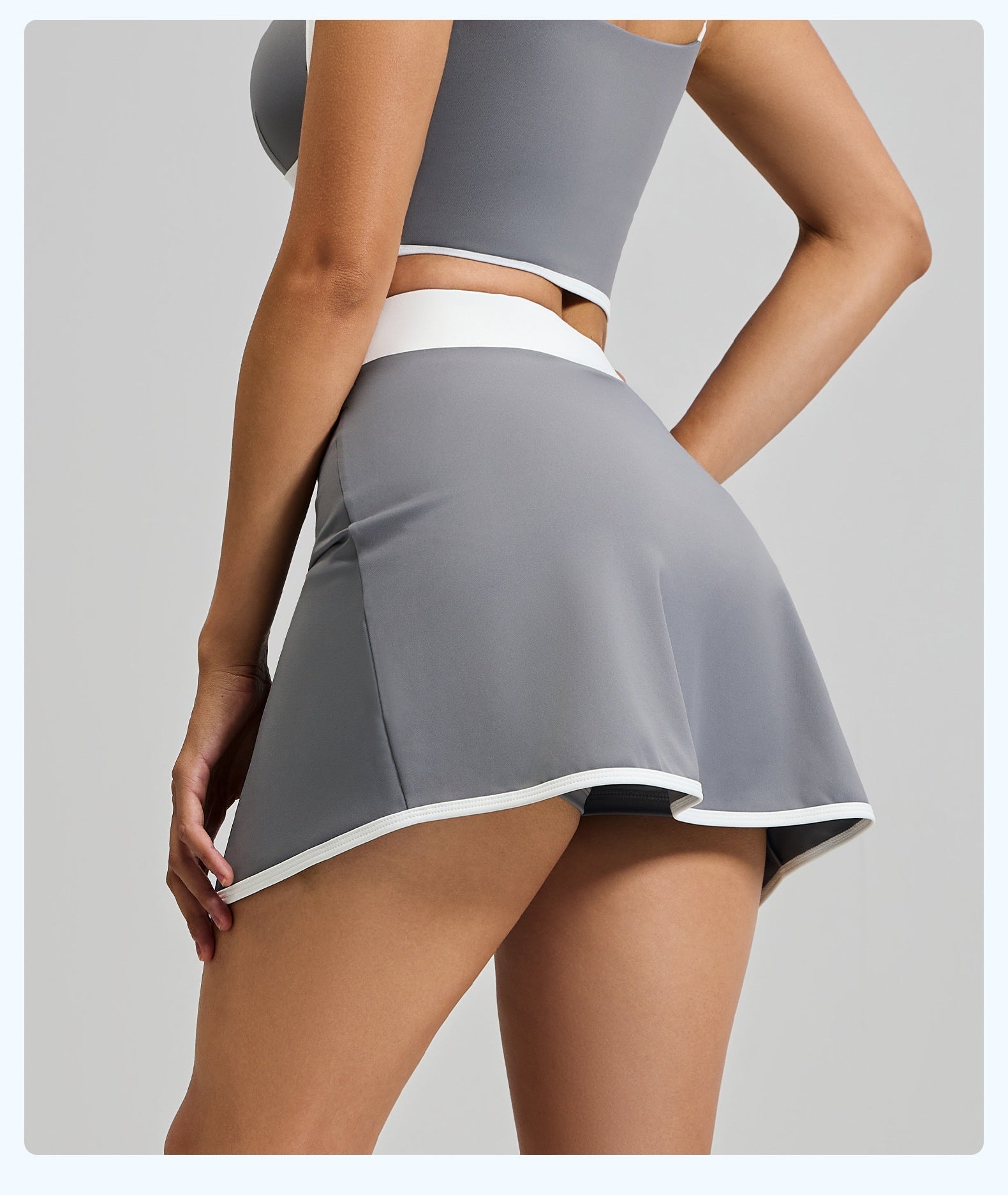 Linear Anti-exposure Built-in Pocket Fitness Yoga Fake Two-piece Skirts
