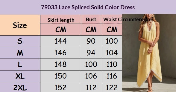 Spliced Lace-trimmed V-neck Dress