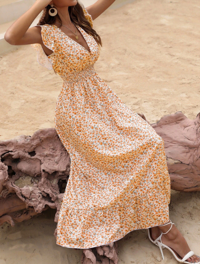 Womens New Irregularprint Midi Dress