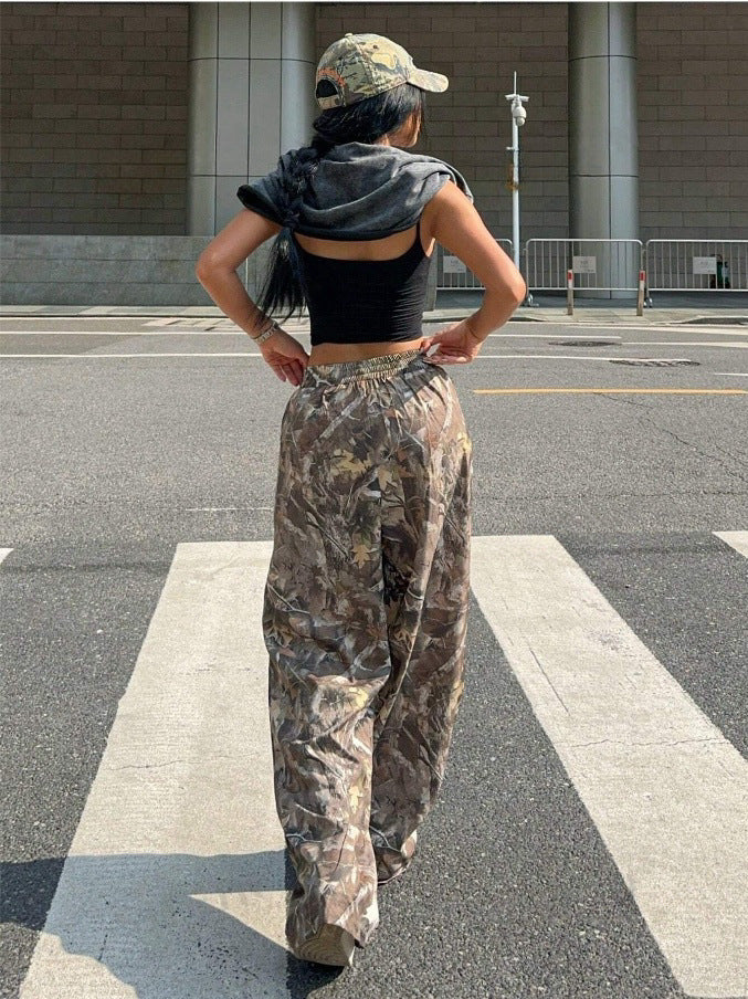 Slimming Casual Pants Hip Hop Retro Street Multi-pocket Camouflage Cargo Pants For Women Y2k Hip-hop Cargo Grunge Baggy Trousers