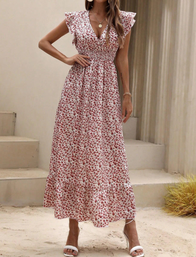 Womens New Irregularprint Midi Dress