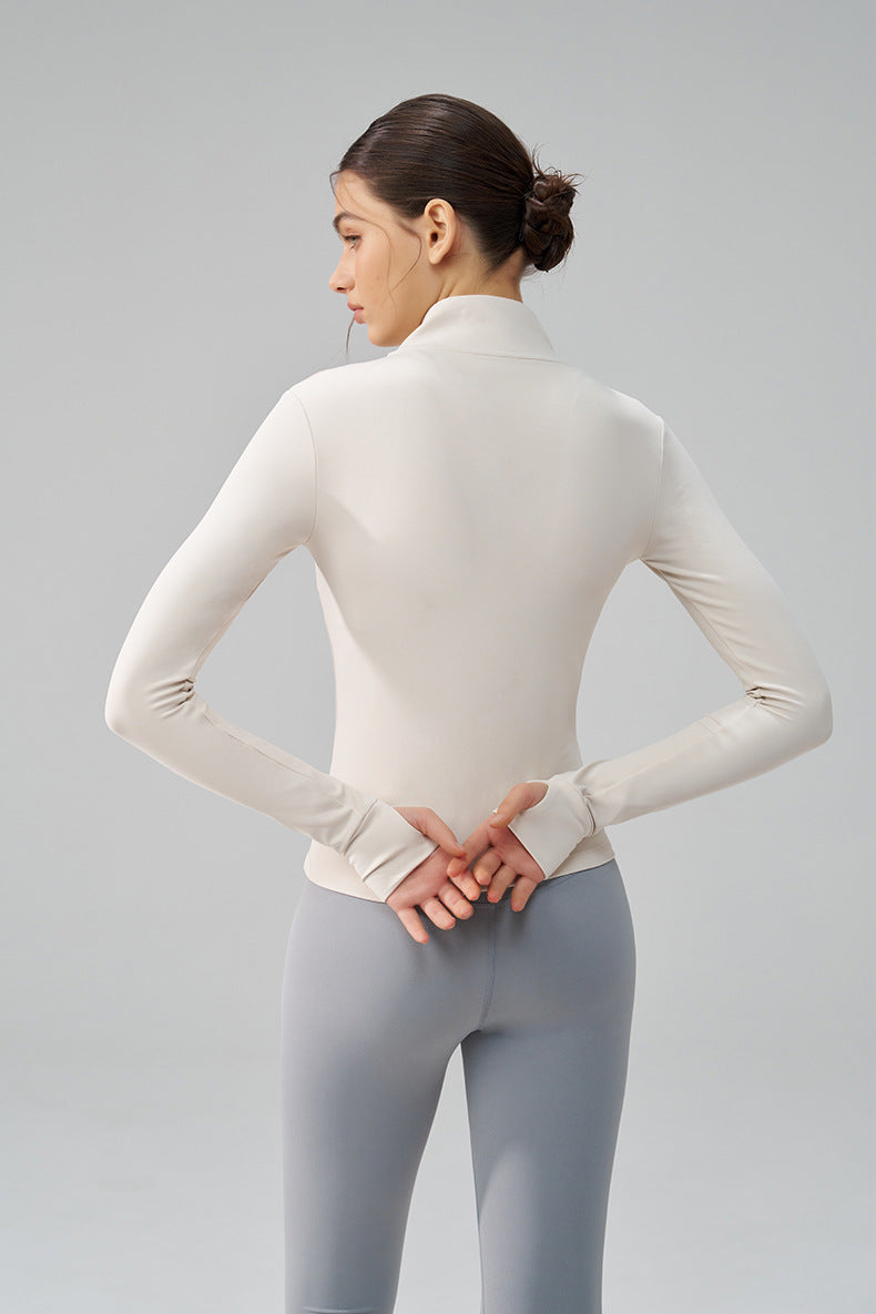 Thickened Thin Fleece Autumn And Winter Fingerless Yoga Top