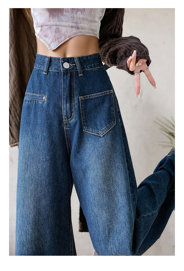 High-waisted Fashionable Wide-leg Flare Jeans For Women
