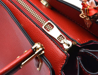 Women's Shoulder Bag With Leaf Pendant Fashion Silk Scarf Handbag