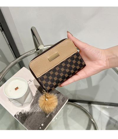 Women's Short Printing Color Contrast Korean Style Bag Wallet