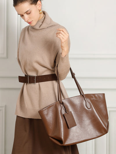 Top-layer Vegetable-tanned Leather Niche Large-capacity Tote Bag