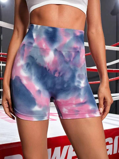 Seamless Peach Hip Raise Tie-dye Yoga Shorts