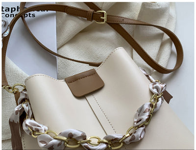 Simple Handbags Women's Shouder Bucket Bags Chain Fashion Textured Messenger Bag