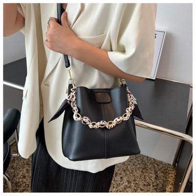 Simple Handbags Women's Shouder Bucket Bags Chain Fashion Textured Messenger Bag