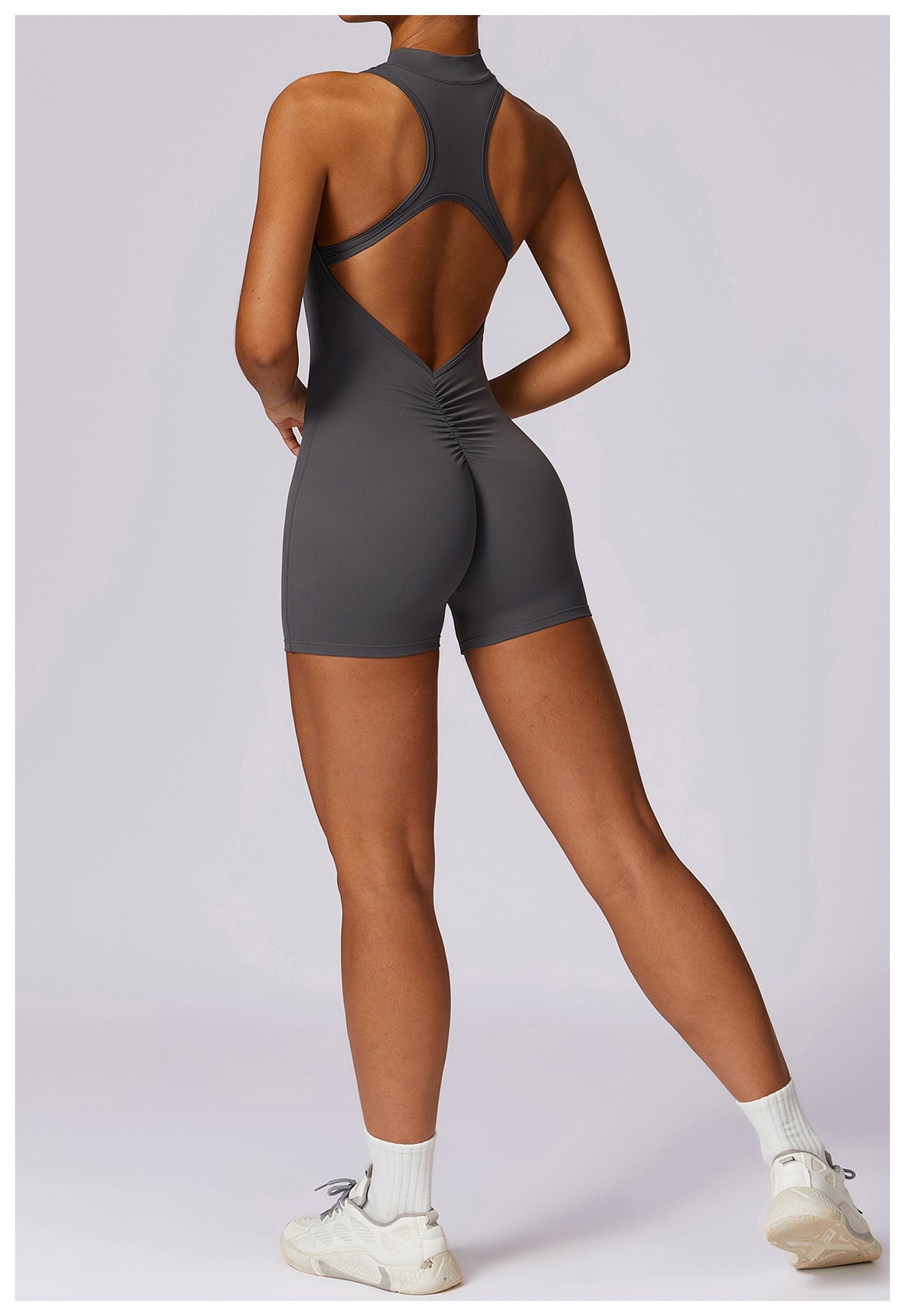 Fitness Yoga Jumpsuit With Zipper Summer Backless Shorts Jumpsuit Bodysuit For Women Clothing
