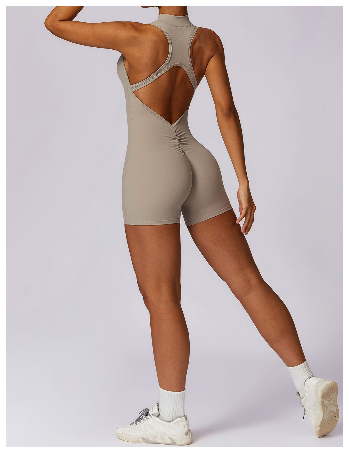 Fitness Yoga Jumpsuit With Zipper Summer Backless Shorts Jumpsuit Bodysuit For Women Clothing