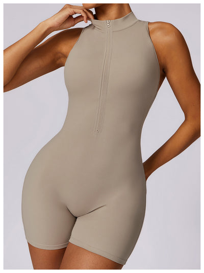 Fitness Yoga Jumpsuit With Zipper Summer Backless Shorts Jumpsuit Bodysuit For Women Clothing