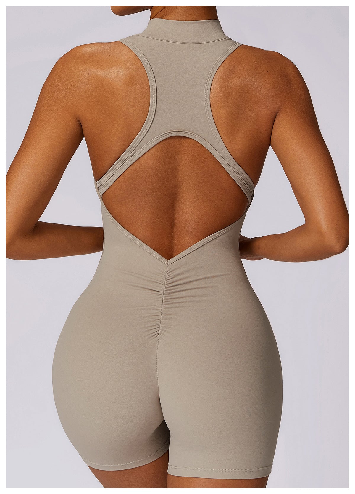 Fitness Yoga Jumpsuit With Zipper Summer Backless Shorts Jumpsuit Bodysuit For Women Clothing