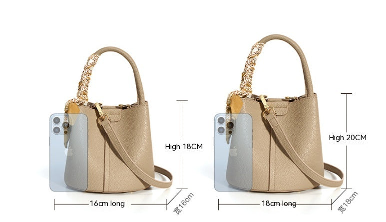 Genuine Leather Advanced Texture Bucket Bags Women