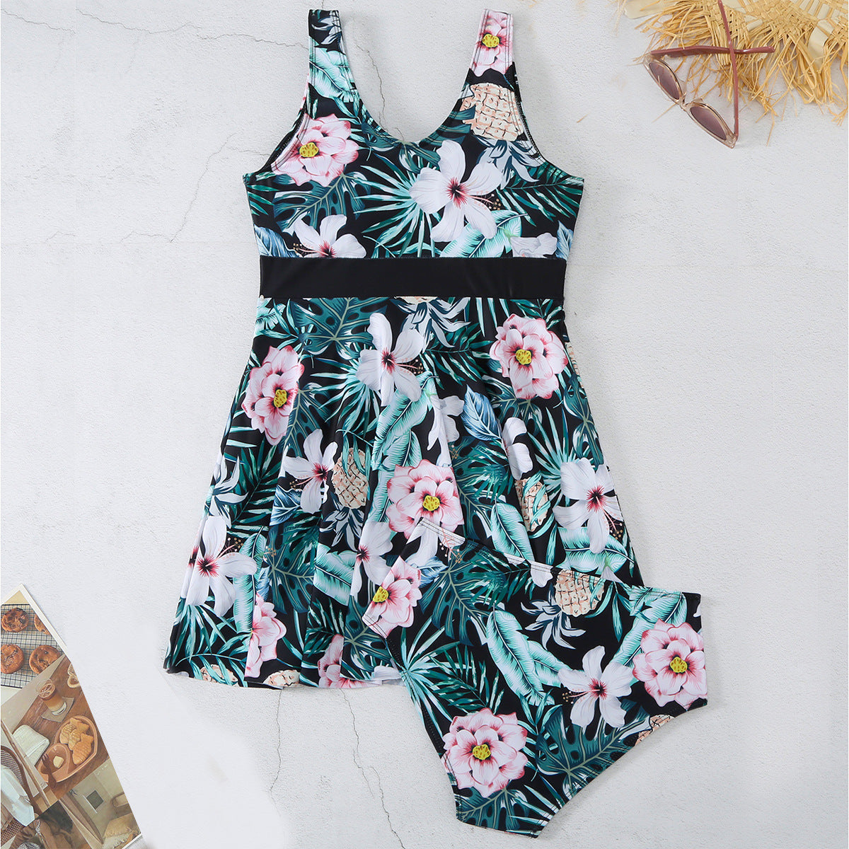 Women's V-neck Printed Split Bikini Swimsuit