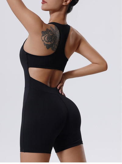 Women's Summer Yoga Zipper Backless Jumpsuit