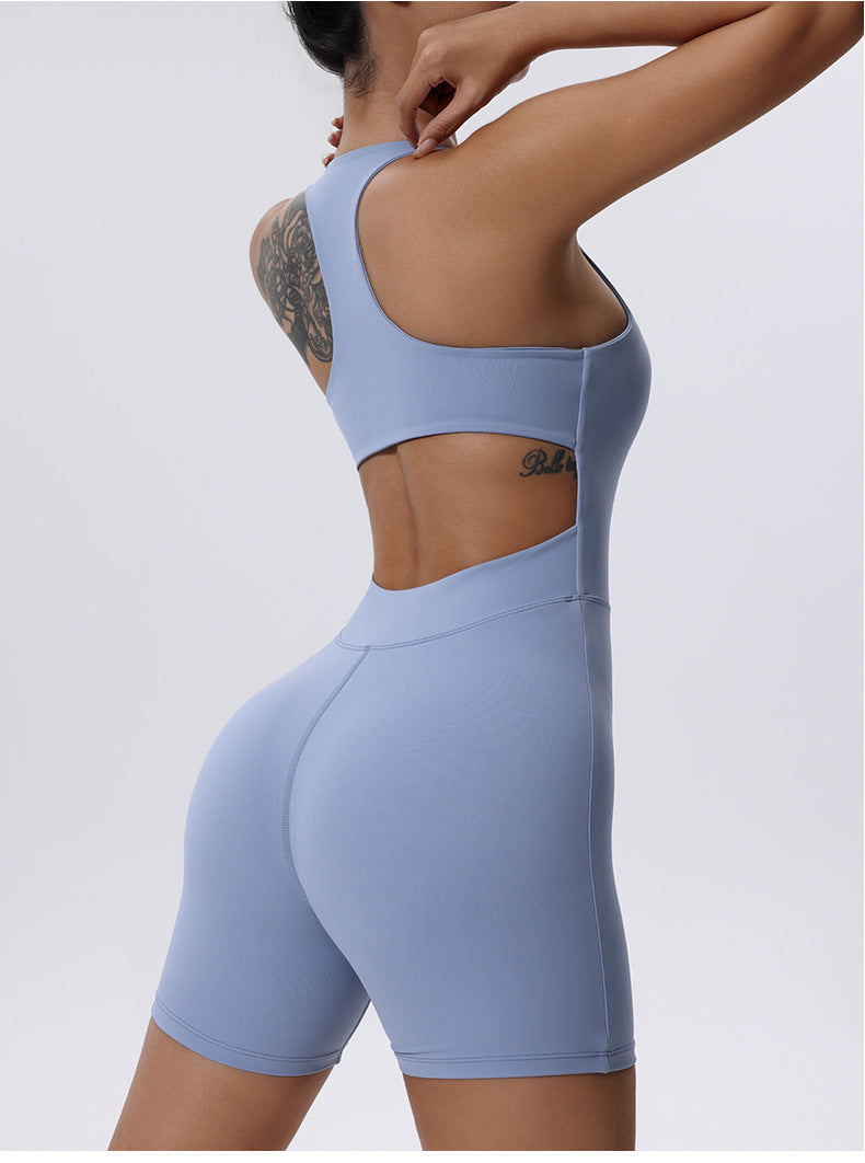 Women's Summer Yoga Zipper Backless Jumpsuit