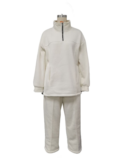 Y2K Winter Jogging Women Two Piece Set Female Zipper Coat Casual Pants Tracksuit Autumn Jacket Fashion Contrast Sport Wear Set