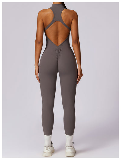 Quick-drying Zipper Yoga Jumpsuit Fitness Training Sports Tights