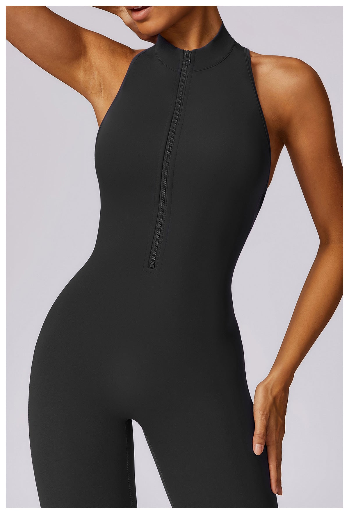 Quick-drying Zipper Yoga Jumpsuit Fitness Training Sports Tights