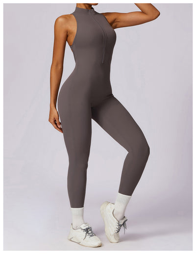 Quick-drying Zipper Yoga Jumpsuit Fitness Training Sports Tights